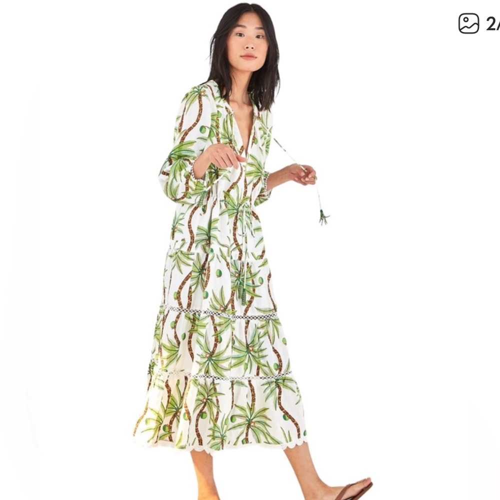 FARM Rio Green Palm Print Maxi Dress